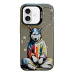 Coque Série de peinture à l'huile à motif animal PC + TPU Phone Case (chien à capuche)