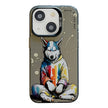 Coque Série de peinture à l'huile à motif animal PC + TPU Phone Case (chien à capuche)