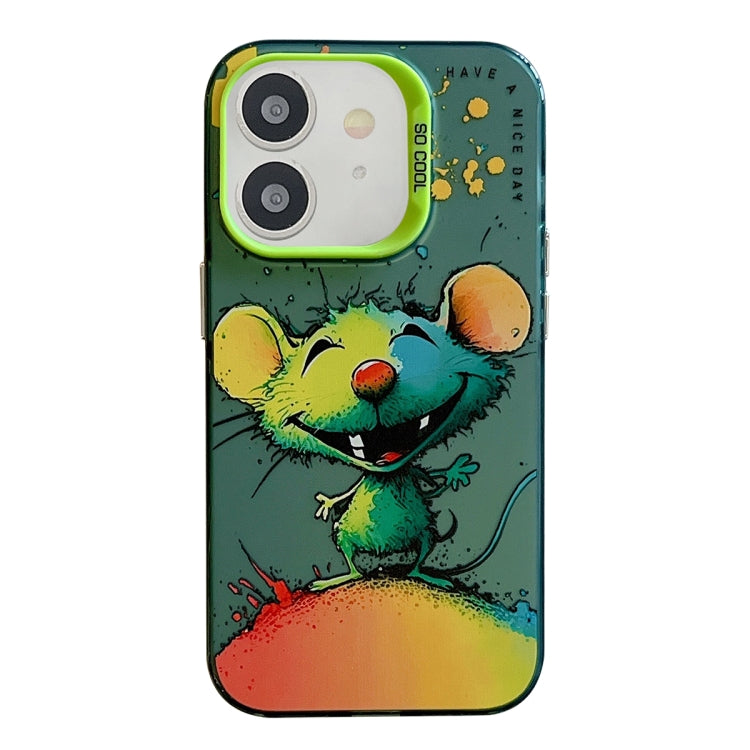 Coque Série de peinture à l'huile à motif animal PC + TPU Phone Case (Happy Mouse)