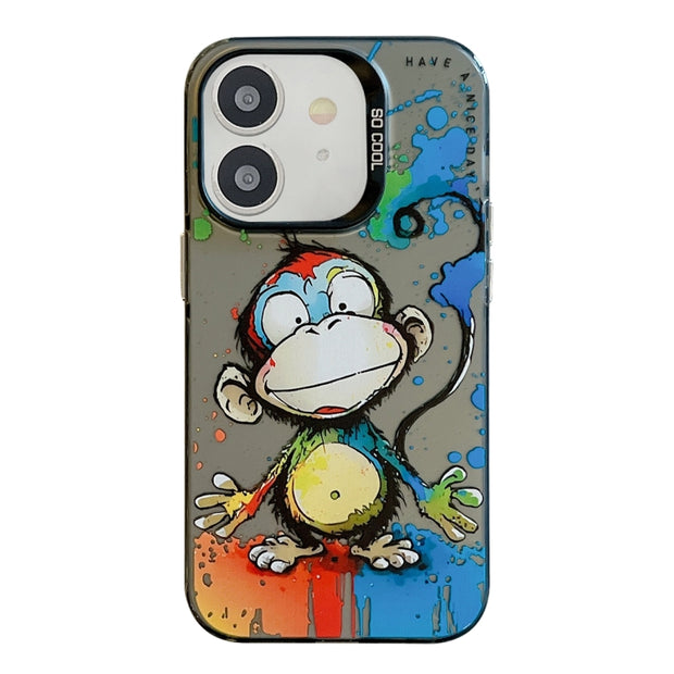 Coque Série de peinture à l'huile à motif animal PC + TPU Phone Case (Happy Monkey)