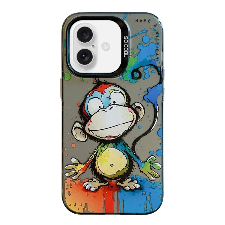 Coque Série de peinture à l'huile à motif animal PC + TPU Phone Case (Happy Monkey)