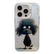 Coque Série de peinture à l'huile à motif animal PC + TPU Phone Case (chien noir)