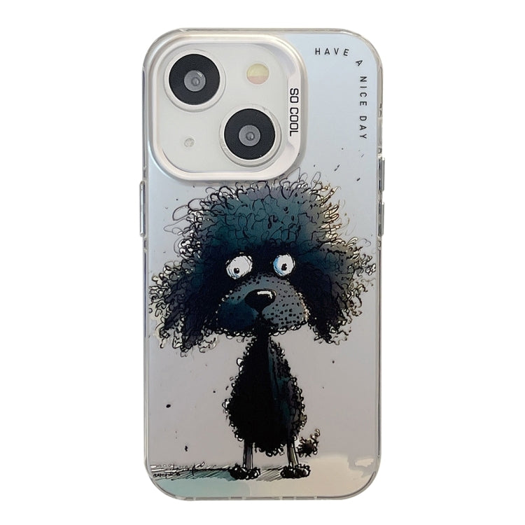 Coque Série de peinture à l'huile à motif animal PC + TPU Phone Case (chien noir)