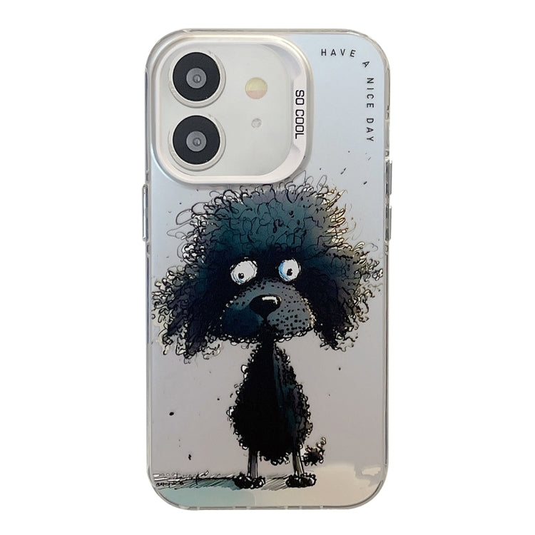 Coque Série de peinture à l'huile à motif animal PC + TPU Phone Case (chien noir)
