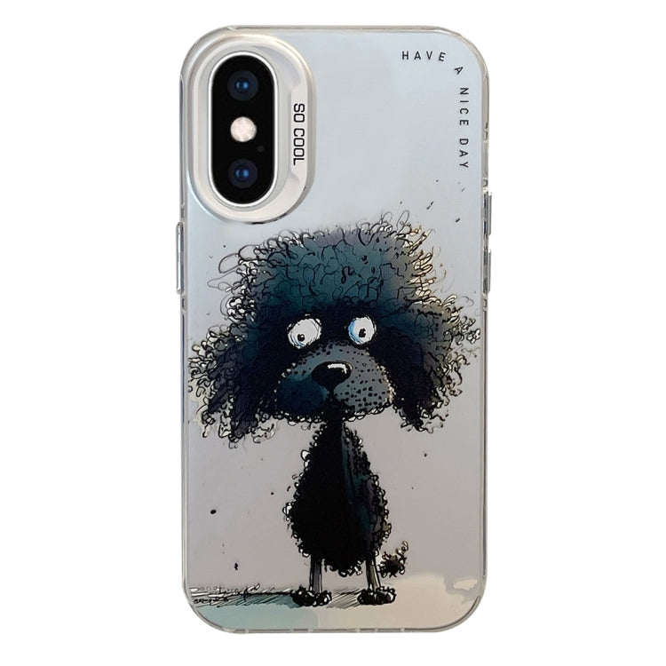 Coque Série de peinture à l'huile à motif animal PC + TPU Phone Case (chien noir)