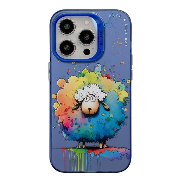 Coque Série de peinture à l'huile à motif animal PC + TPU Phone Case (mouton)