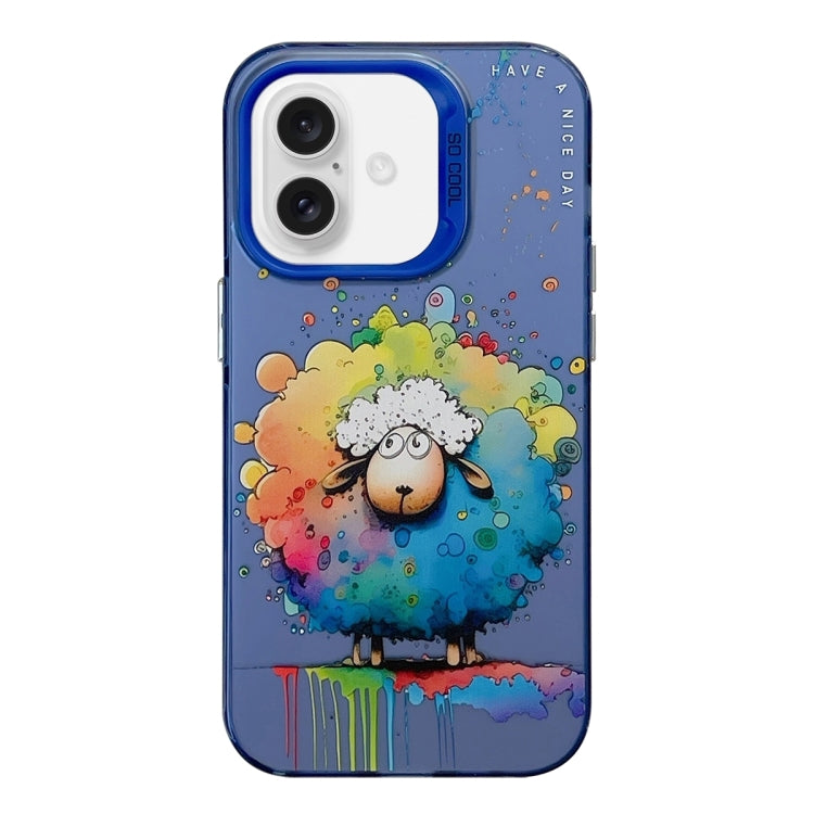 Coque Série de peinture à l'huile à motif animal PC + TPU Phone Case (mouton)