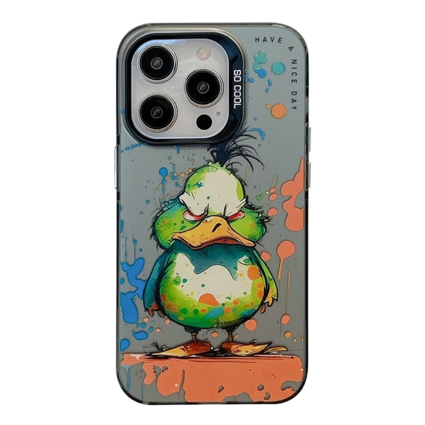 Coque Série de peinture à l'huile à motif animal PC + TPU Phone Case (Wrath Duck)