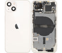 Châssis arrière iPhone 13 blanc avec logo, boutons latéraux, plateau SIM, câble volume et charge sans fil (avec logo)
