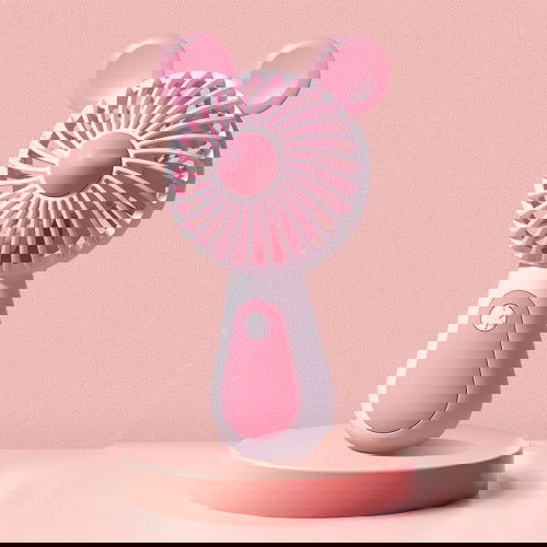 Mini ventilateur portatif de chargement USB de petit ventilateur portatif de dessin animé mignon, style : ours (rose) - Wakeshopes