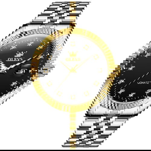 OLEVS 5526 Montre à quartz étanche
lumineuse sertie de diamants pour homme (noir) - Wakeshopes