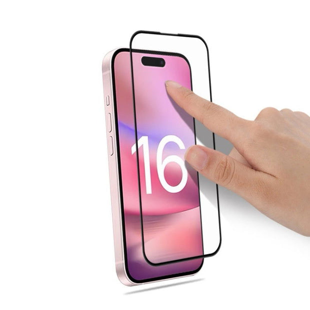 Pour iPhone 16 2.5D Film en verre trempé à couverture complète avec colle complète - Wakeshopes