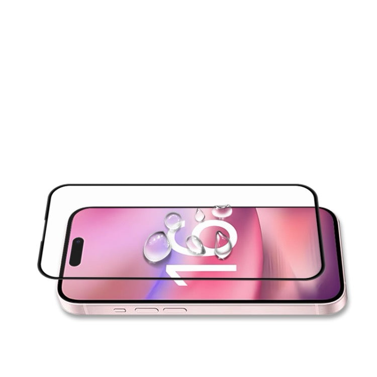 Pour iPhone 16 2.5D Film en verre trempé à couverture complète avec colle complète - Wakeshopes