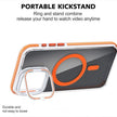 Pour iPhone 16 Magsafe Étui de téléphone avec support d'objectif noir transparent bicolore (Orange) - Wakeshopes