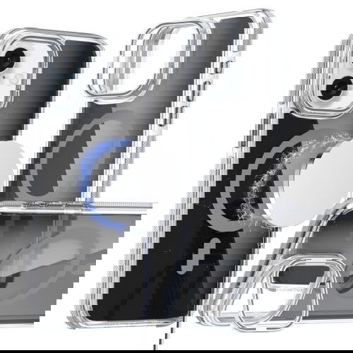 Pour iPhone 16 Magsafe Étui de téléphone avec support d'objectif noir transparent bicolore (gris) - Wakeshopes