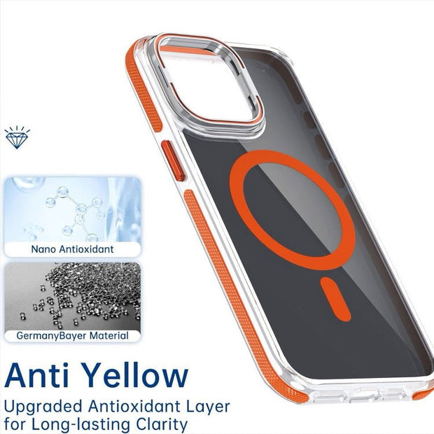 Pour iPhone 16 Magsafe Étui de téléphone avec support d'objectif noir transparent bicolore (violet) - Wakeshopes