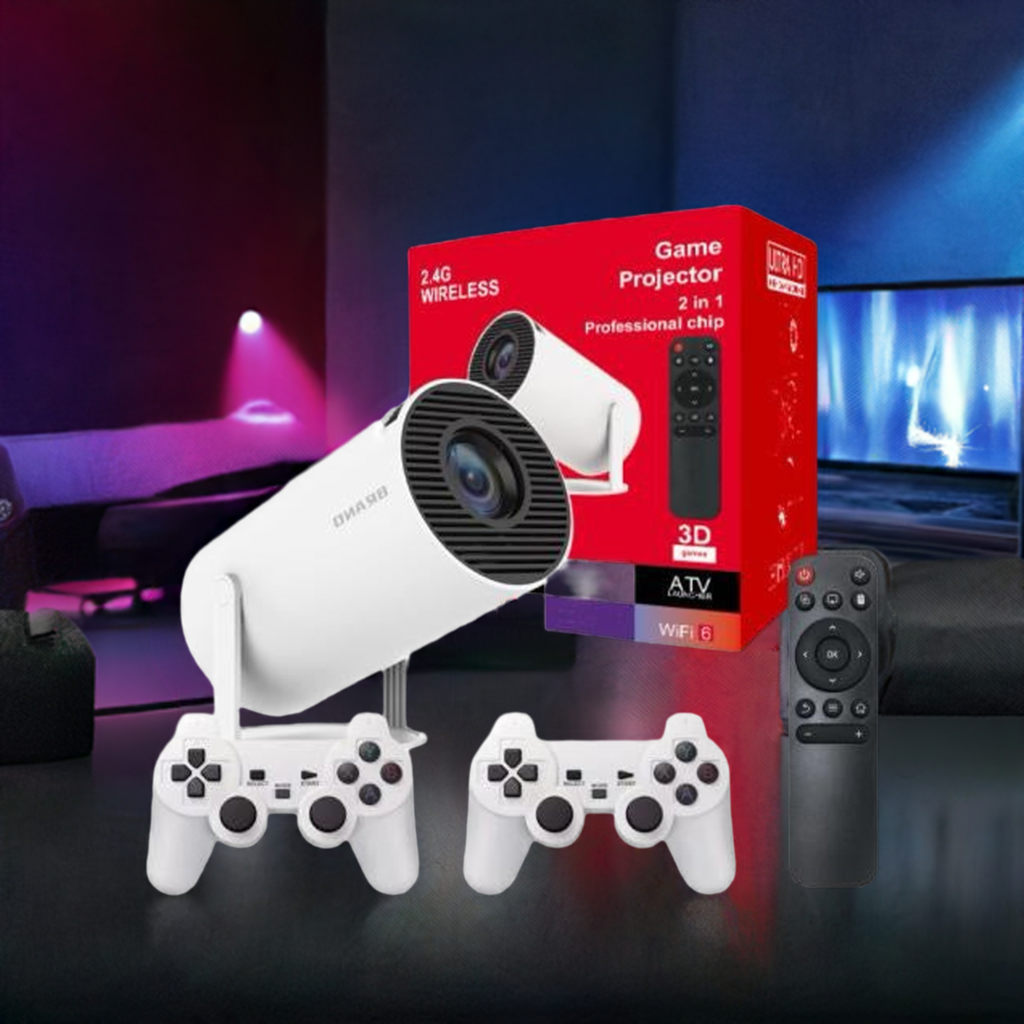 Projecteur de jeu HY300 Système Android 11 avec contrôleur de jeu sans fil 720P Home Cinéma